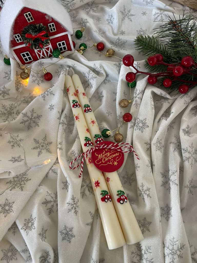 Christmas Hand-Painted Taper Candles