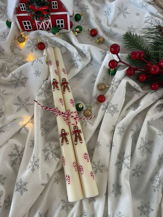 Christmas Hand-Painted Taper Candles